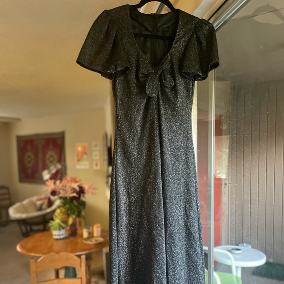 Vintage 80s Glitter Gown - Picture 4 of 7